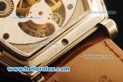 Vacheron Constantin Malte Swiss Tourbillon Manual Winding Steel Case with White Dial and Brown Leather Strap