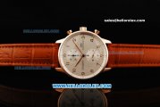 IWC Portuguese Chronograph Swiss Valjoux 7750 Automatic Movement Rose Gold Case with Arabic Numeral Markers and Leather Strap