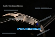 Cartier Rotonde De Miyota Quartz Rose Gold Case with White Dial Roman Numeral Markers and Black Leather Strap