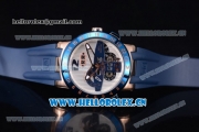 Ulysse Nardin Executive Dual Time & Big Date Asia ST25 Automatic Rose Gold Case White Dial Blue Bezel and Blue Rubber Strap