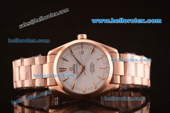 Omega Seamaster Asia 2813 Automatic Full Rose Gold Case with White Dial-ETA Coating