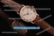 Breguet Classique Miyota 9015 Automatic Rose Gold Case with White Dial and Brown Leather Strap Arabic Numeral Markers - (AAAF)