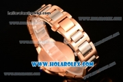 Cartier Rotonde De Miyota Quartz Rose Gold Case/Bracelet with Blue Dial and Diamonds Bezel