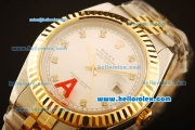 Rolex Datejust II Swiss ETA 2836 Automatic Full Steel with Yellow Gold Bezel and Silver Dial-Diamond Markers