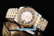 Rolex Datejust Swiss ETA 2836 Automatic Movement Black Border with Gold Stick Markers and Gold Bezel-18K Gold Never Fade