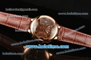 Cartier Ballon Bleu De Medium Chrono Miyota Quartz Rose Gold Case with Brown Dial and Roman Numeral Markers