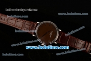 Patek Philippe Calatrava Miyota OS2035 Quartz Steel Case with Arabic Numeral Markers and Brown Dial