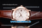 Audemars Piguet Jules Audemars Clone AP Calibre 3120 Automatic Rose Gold Case with White Dial Stick Markers and Brown Leather Strap (EF)