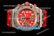 Audemars Piguet Royal Oak Offshore Rhone-Fusterie Limited Edition Swiss Valjoux 7750 Automatic Steel Case with Red Dial and White Arabic Numeral Markers (JF)