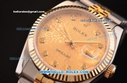 Rolex Datejust Original Swiss Original ETA 2836 Automatic Two Tone Case/Strap with Gold Jubilee Dial and Diamond Markers