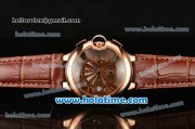 Cartier Ballon Bleu De Medium Chrono Miyota Quartz Rose Gold Case with Brown Dial and Roman Numeral Markers