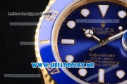 Rolex Submariner Clone Rolex 3135 Automatic Yellow Gold Case/Bracelet with Blue Dial and Dot Markers (BP)