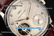 IWC Portuguese Tourbillon Schaffhausen Asia 6497 Manual Winding Steel Case with Silver Dial and Arabic Numeral Markers