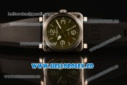 Bell&Ross BR 03-92 S Aviation Type Miyota 9015 Automatic Steel Case with Green Dial and Black Rubber Strap