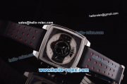 TAG Heuer Monaco Mikrograph Chronograph Miyota Quartz Movement Steel Case with Black Leather Strap