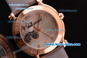 Chopard Happy Sport - Mickey Swiss Quartz Rose Gold Case with Grey Leather Strap and White MOP Dial Diamond Markers