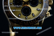 Rolex Daytona Chronograph Clone Rolex 4130 Automatic Yellow Gold Case with Yellow Gold Dial Stick Markers and Black Rubber Strap - 1:1 Original (AR)