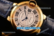 Cartier Ballon Bleu De Medium Asia 4813 Automatic Yellow Gold Case with Silver Dial and Roman Numeral Markers (GF)