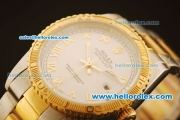 Rolex Datejust Oyster Perpetual Automatic ETA Coating Case with White Dial and Gold Roman Markers - Two Tone Strap