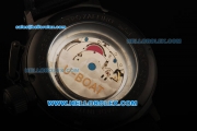 U-BOAT IFO Left Hook Automatic PVD Bezel with Black Dial and Leather Strap-Black Carbon Marking