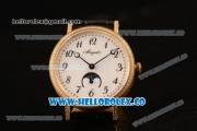 Breguet Classique Miyota 9015 Automatic Yellow Gold Case with White Dial Black Leather Strap and Arabic Numeral Markers