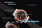 Hublot Big Bang Chronogrph Swiss Vajoux 7750-DD Automatic Steel Case with Rose Gold Bezel and Black Rubber Strap