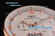 IWC Portuguese Chronograph Japanese Miyota OS20 Quartz Rose Gold Case with Brown Leather Strap and White Dial