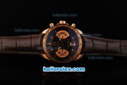 Tag Heuer Carrera Calibre 17 Swiss Valjoux 7750 Automatic Movement Rose Gold Case with Brown Dial - Rose Gold Stick Markers and Brown Leather Strap