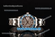 Rolex Datejust Pearlmaster Asia 2813 Automatic Steel Case/Bracelet with Blue Diamonds Bezel Roman Numeral Markers and Diamonds Dial (BP)