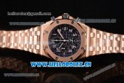 Audemars Piguet Royal Oak Offshore Seiko VK67 Quartz Rose Gold Case/Bracelet with Black Dial and Arabic Numeral Markers