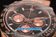 Rolex Daytona Chrono Swiss Valjoux 7750 Automatic Rose Gold Case with Ceramic Bezel Black Dial and Stick Markers (BP)