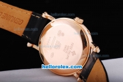 Patek Philippe Automatic Rose Gold Case and Dial with Black Marking and Leather Strap