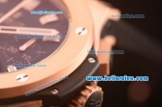 Hublot Big Bang Chronograph Hub 4100 Rose Gold Case with Black Dial and Black Rubber Strap 1:1