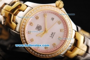 Tag Heuer Link 200 Meters Swiss Quartz Movement Pink Dial with Diamond Bezel and Two Tone Strap