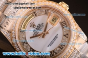 Rolex Day-Date Swiss ETA 2836 Automatic Movement Full Rose Gold with Diamond Bezel/Strap and MOP Dial