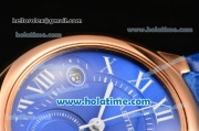 Cartier Ballon Bleu De Medium Chrono Miyota Quartz Rose Gold Case with Blue Dial and White Roman Numeral Markers