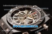 Hublot Big Bang Unico Chrono Swiss Valjoux 7750 Automatic PVD Case with Skeleton Dial and PVD Bezel Black Rubber Strap - 1:1 Original