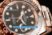 Rolex GTM-Master II 2836 Automatic Rose Gold Case with Black Dial Dots Markers and Steel Bracelet