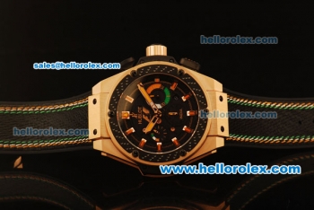 Hublot King Power F1 Swiss Valjoux 7750 Automatic Rose Gold Case with Black Dial and Black Rubber Strap