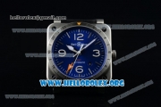 Bell&Ross BR 03-93 GMT Swiss ETA 2836 Automatic Steel Case with Blue Dial Black Leather Strap