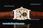 Vacheron Constantin Malte Swiss Tourbillon Manual Winding Steel Case with White Dial and Brown Leather Strap