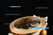 Rolex Datejust Automatic Movement ETA Coating Case with Black Dial and Gold Roman Numerals-Diamond Bezel