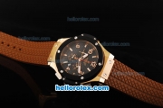 Hublot Big Bang Chronograph Quartz Movement PVD Bezel Rose Gold Case and Marking with Black Dial