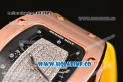 Richard Mille RM007 Miyoa 6T51 Automatic Rose Gold Case with Diamonds Dial and Yellow Rubber Strap