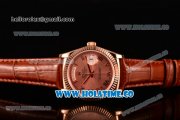 Rolex Day-Date Asia 2813/Swiss ETA 2836/Clone Rolex 3135 Automatic Rose Gold Case with Roman Numeral Markers and Rose Gold Dial (BP)