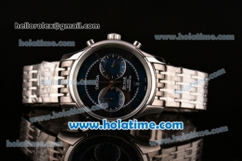 Omega De Ville Co-Axial Chronograph VK Quartz Movement Steel Case and Strap with Blue Dial