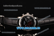 Glashutte Automatic Steel Case with Black Dial and Black Leather Strap