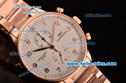 IWC Portuguese Chrono Miyota OS10 Quartz Rose Gold Case/Strap with White Dial and Arabic Numeral Markers