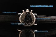 Patek Philippe Chronograph Swiss Valjoux 7750 Manual Winding Movement Steel Case with Black Dial and Black Leather Strap