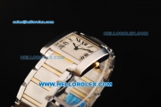 Cartier Tank Swiss ETA 2671 Automatic Movement Steel Case with White Dial and Two Tone Strap